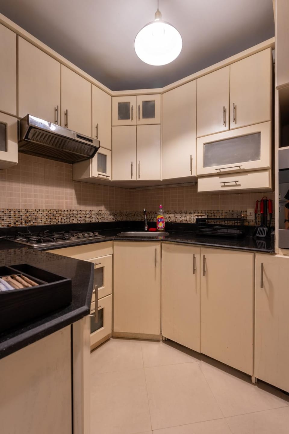 Kitchen or kitchenette, stove