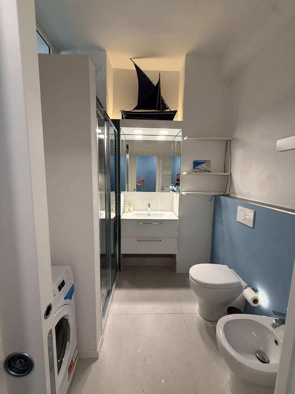 Bathroom, bidet, washing machine