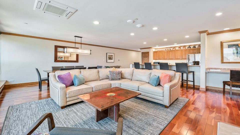 Kitchen or kitchenette, Living room, Dining area, furniture, air conditioner