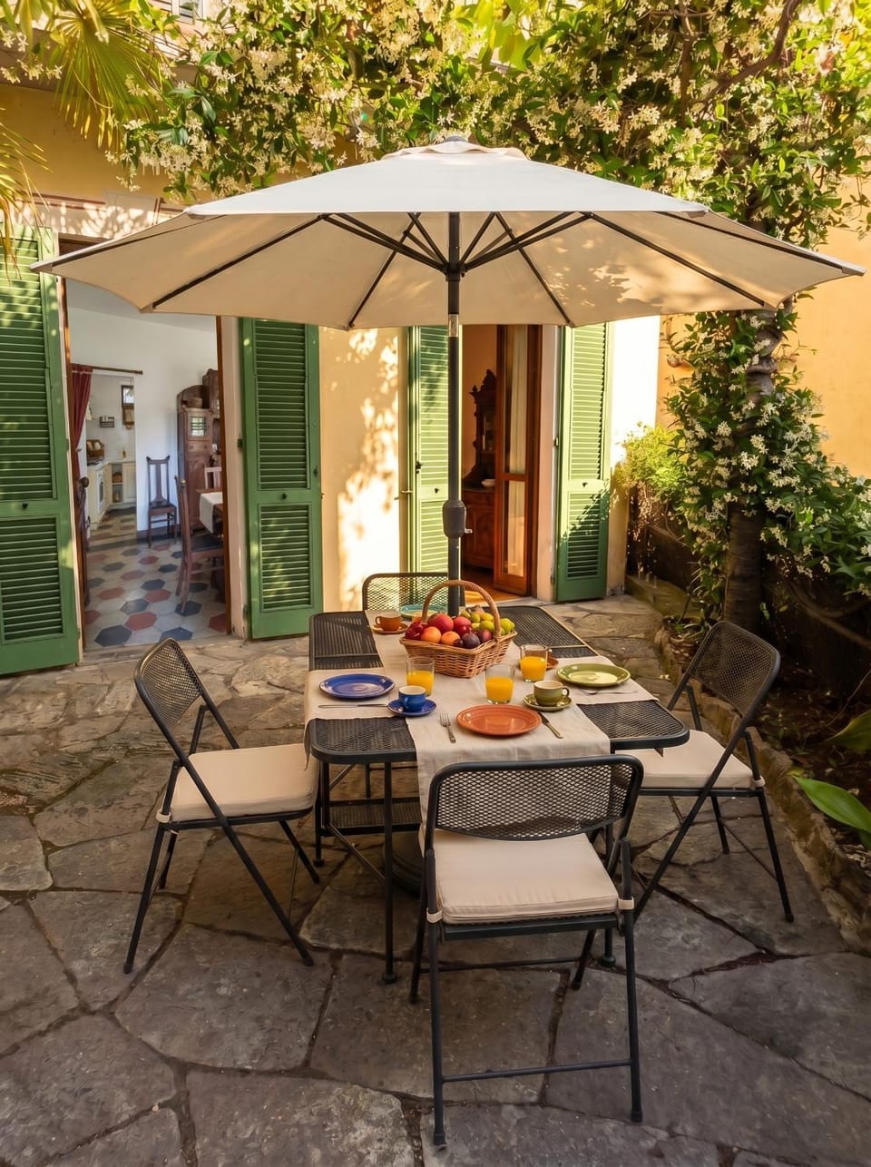 Property building, Dining area, Garden view