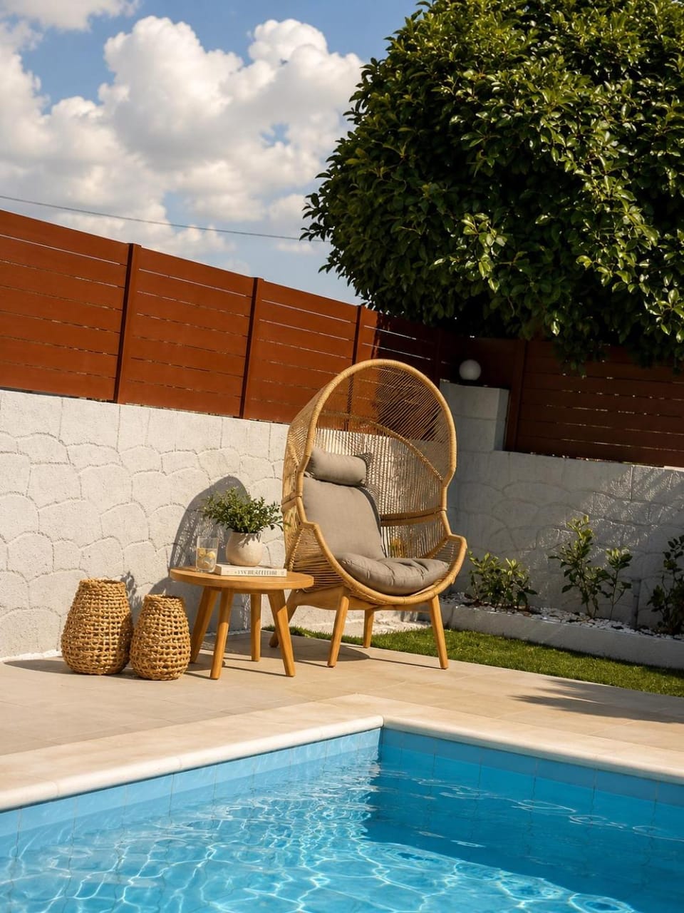 Seating area, Pool view, Swimming pool, sunbed