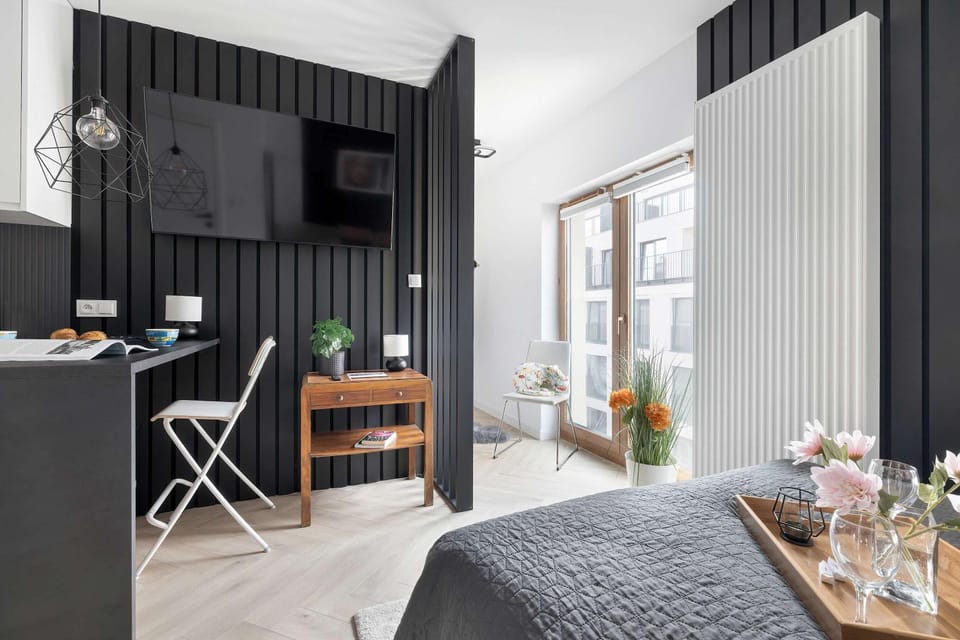 Bed, TV and multimedia, Kitchen or kitchenette, Living room, Photo of the whole room, Seating area, Dining area, Bedroom