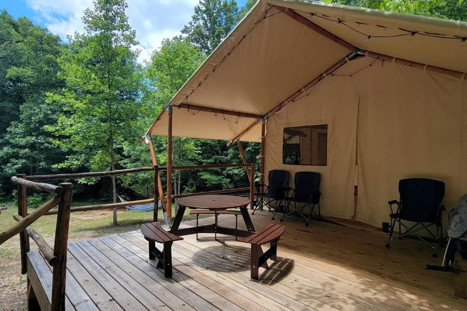 Secluded Off-Grid Glamping Tent on 180 Acres near Ponds & Forest Trails, Lenoir, NC Luxury tent in Caldwell