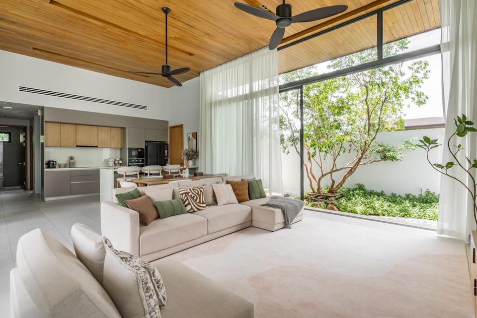 Living room, kitchen