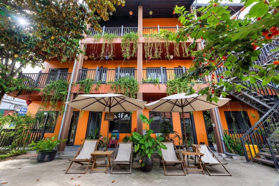 Property building, Patio, Spring, Day, View (from property/room), Balcony/Terrace, Garden view, sunbed