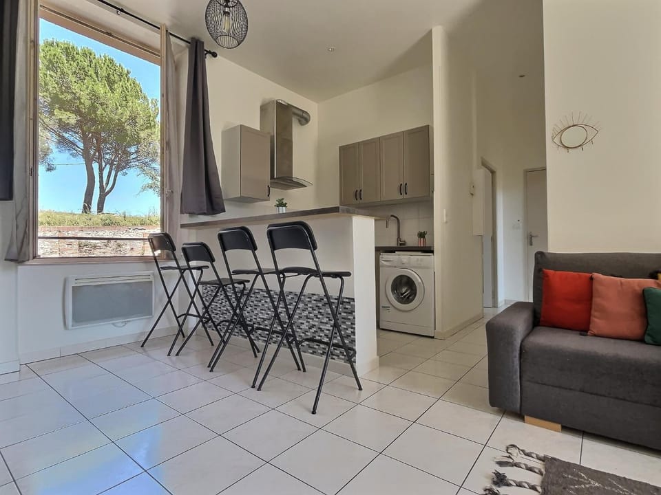 Living room, kitchen