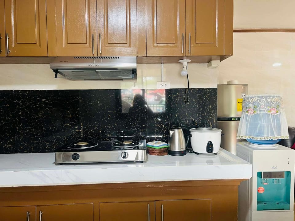 Kitchen or kitchenette, stove
