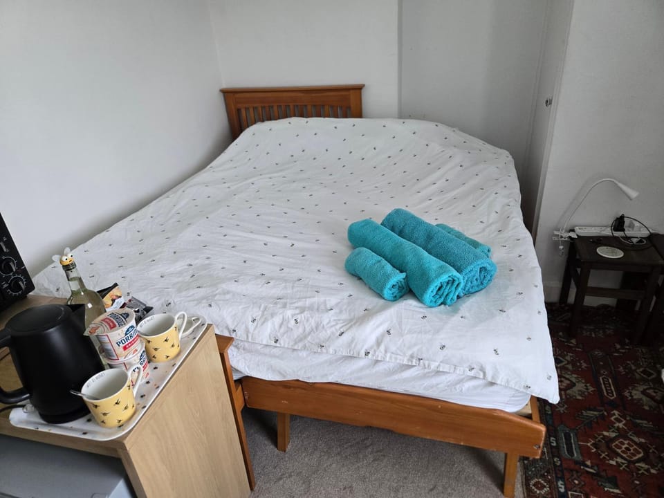 Bed, Photo of the whole room, Bedroom, towels