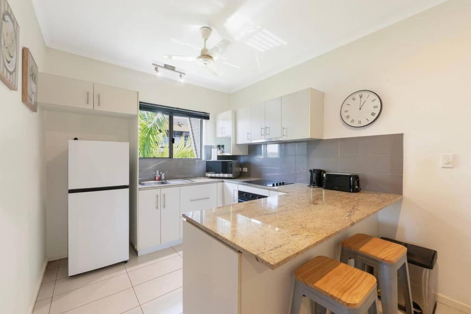 Kitchen or kitchenette, oven, stove, toaster