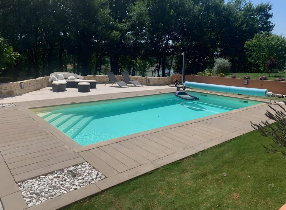 Property building, Living room, Swimming pool
