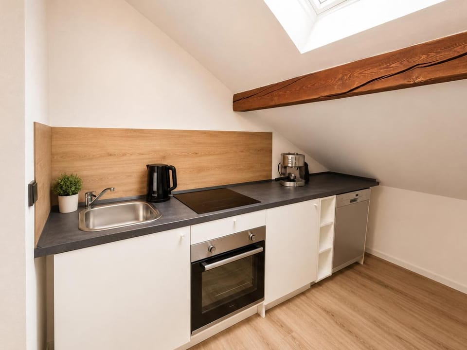 Kitchen or kitchenette, stove