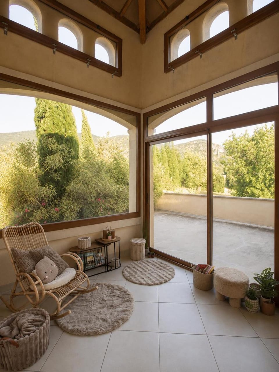 Patio, Day, View (from property/room), Balcony/Terrace, Living room, Seating area, Garden view