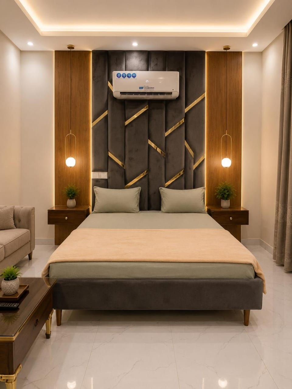 Bed, Bedroom, air conditioner