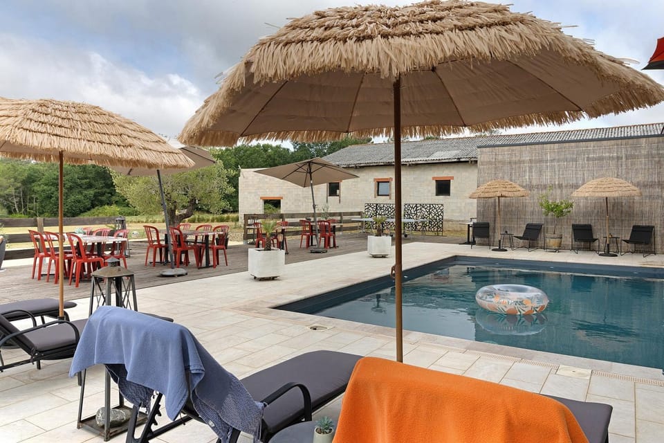 Property building, Living room, Swimming pool