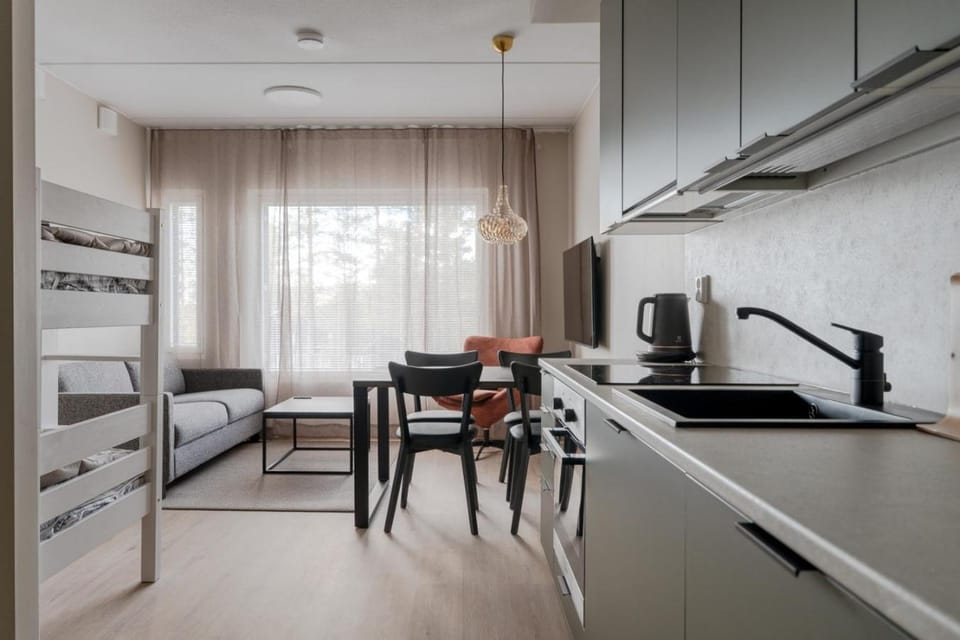 Bed, Kitchen or kitchenette, Living room, Seating area, Bedroom