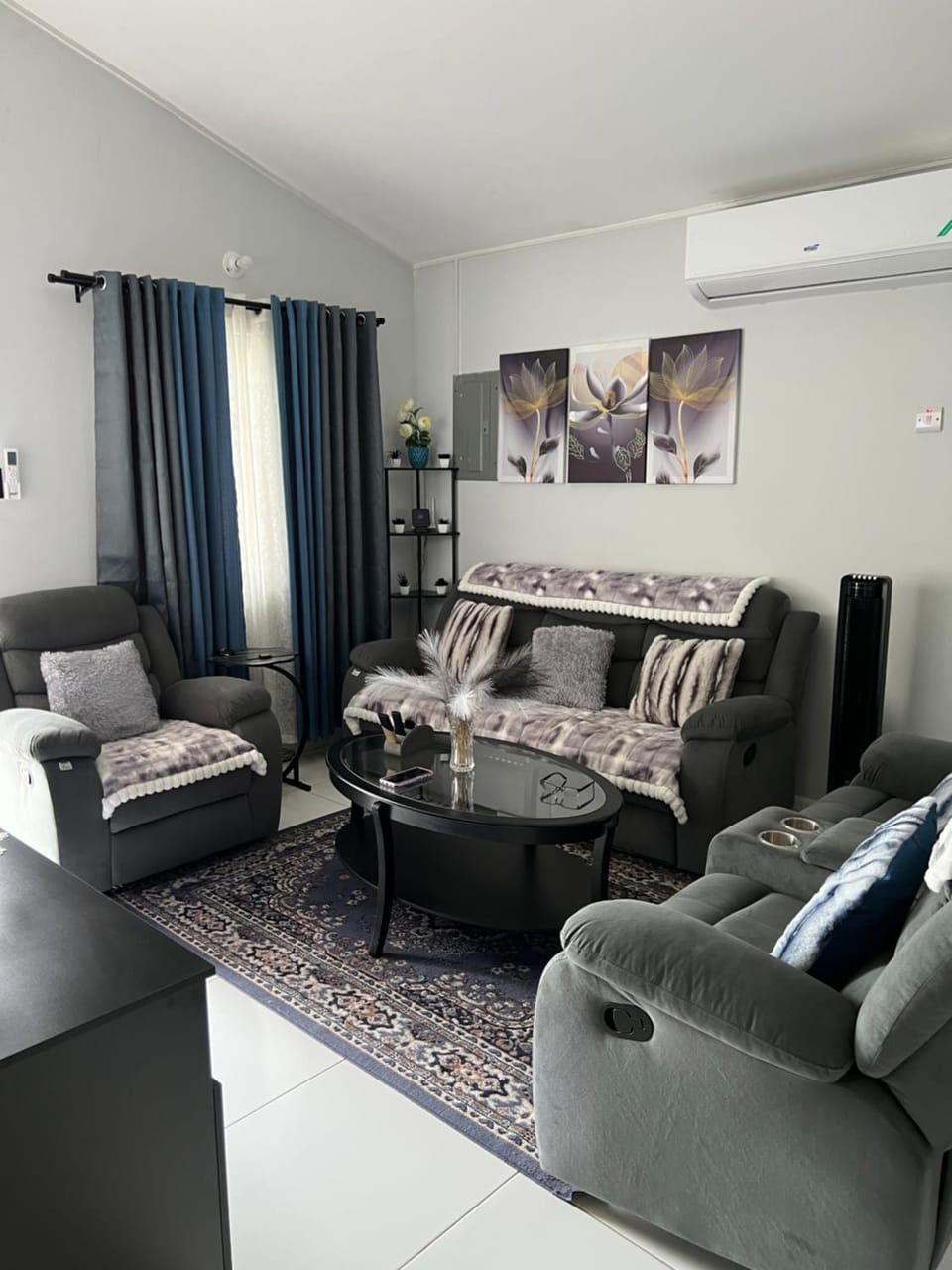 Living room, Seating area, air conditioner