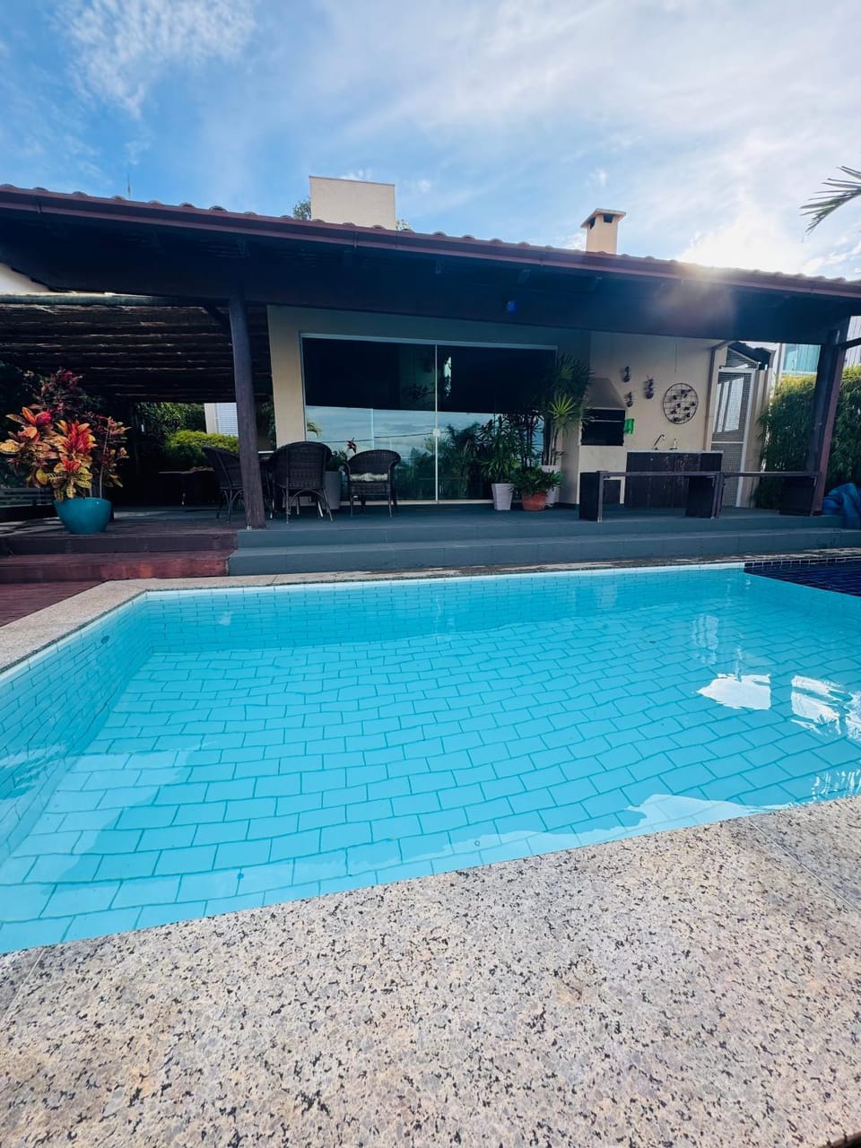 Patio, BBQ facilities, Swimming pool