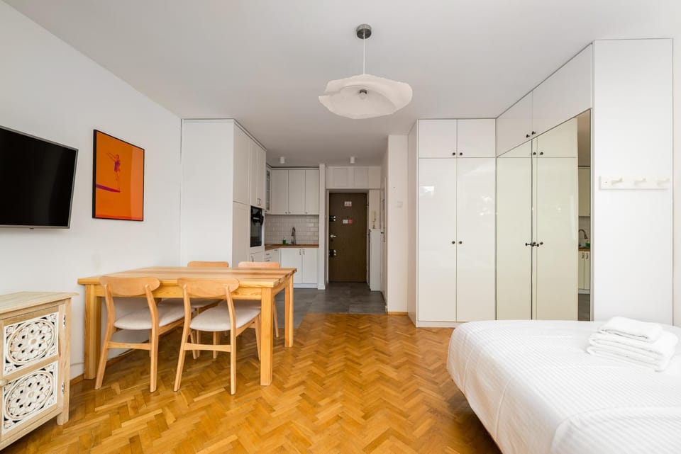 Bed, TV and multimedia, Kitchen or kitchenette, Photo of the whole room, Dining area, Bedroom, wardrobe
