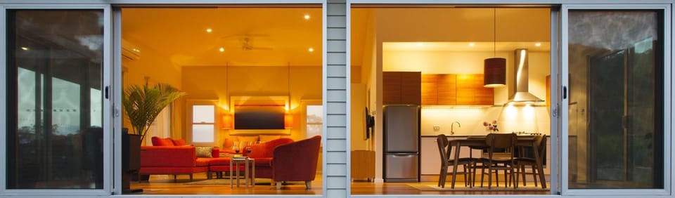 Facade/entrance, Bed, Kitchen or kitchenette, Living room, Decorative detail, Dining area, Bedroom