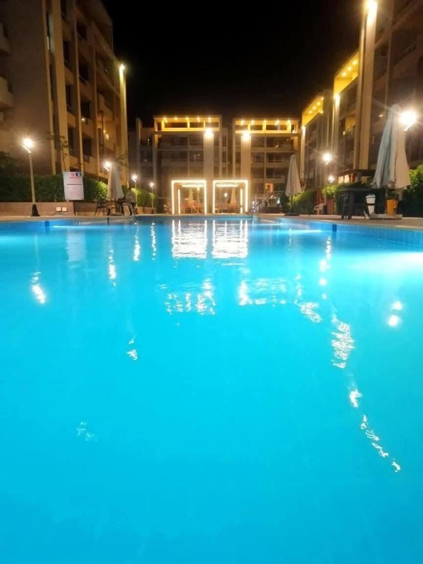 Property building, Night, Swimming pool