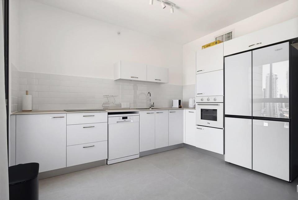 Kitchen or kitchenette, dishwasher, stove