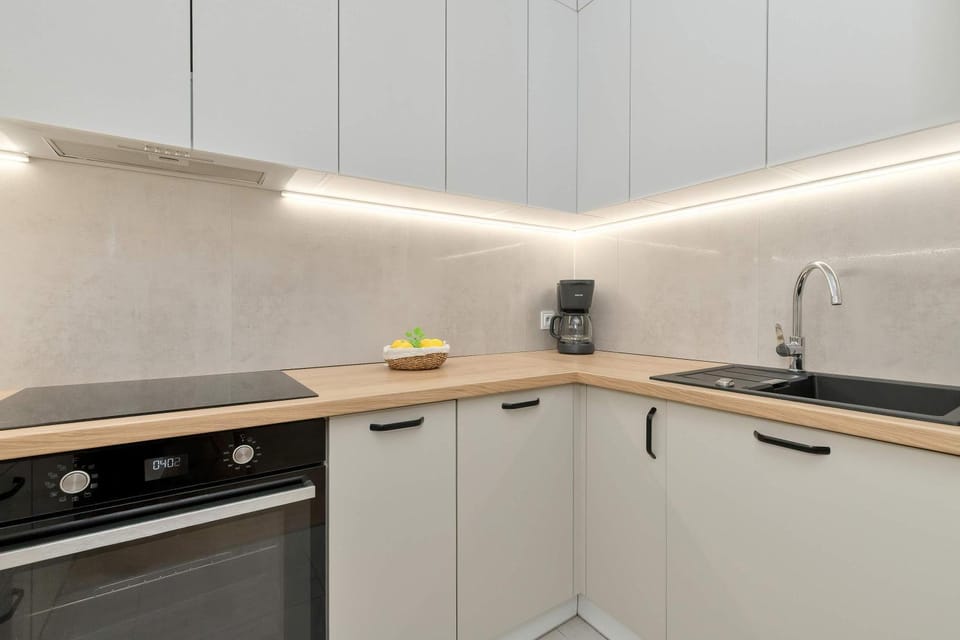 Kitchen or kitchenette, stove