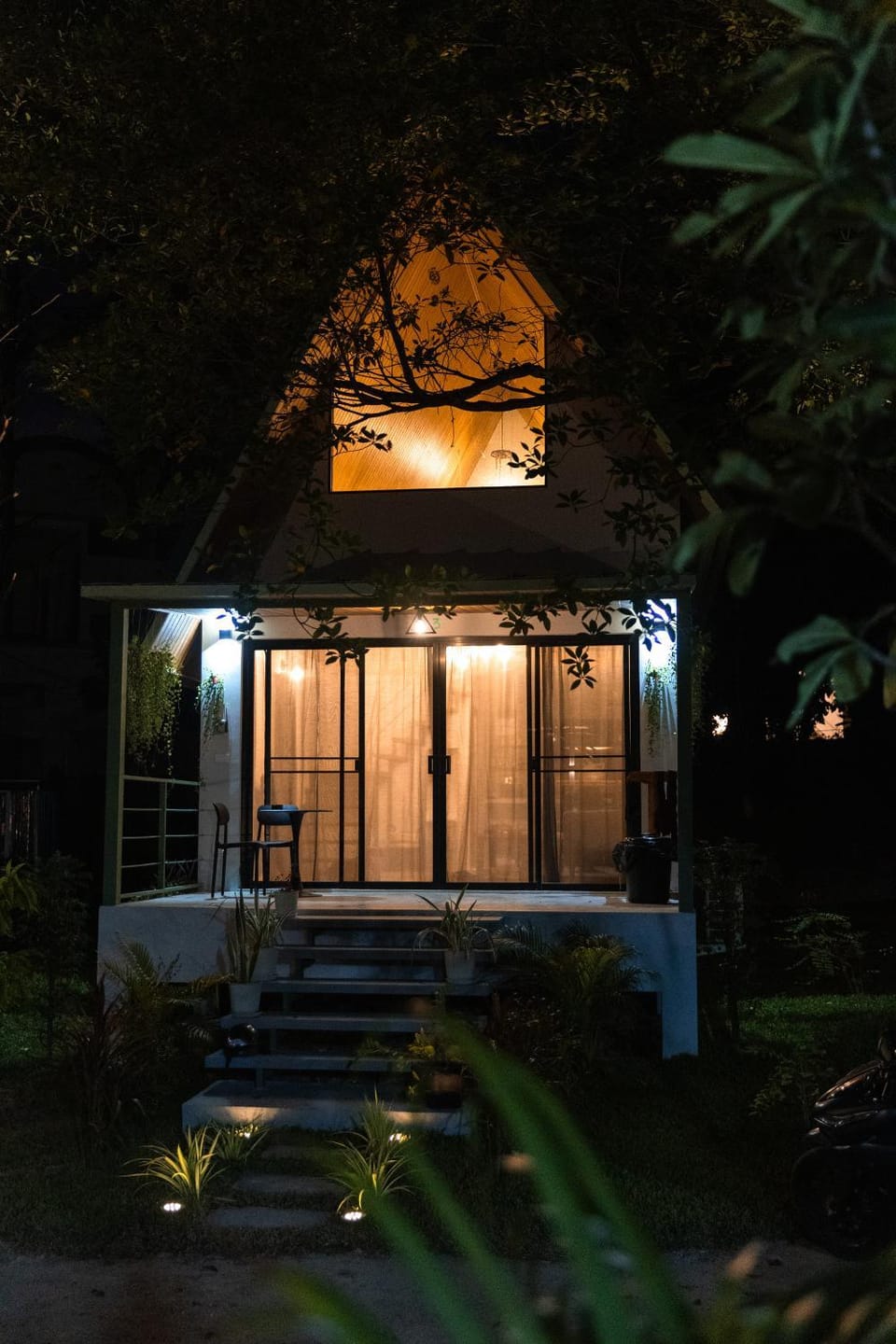 Property building, Night, Garden
