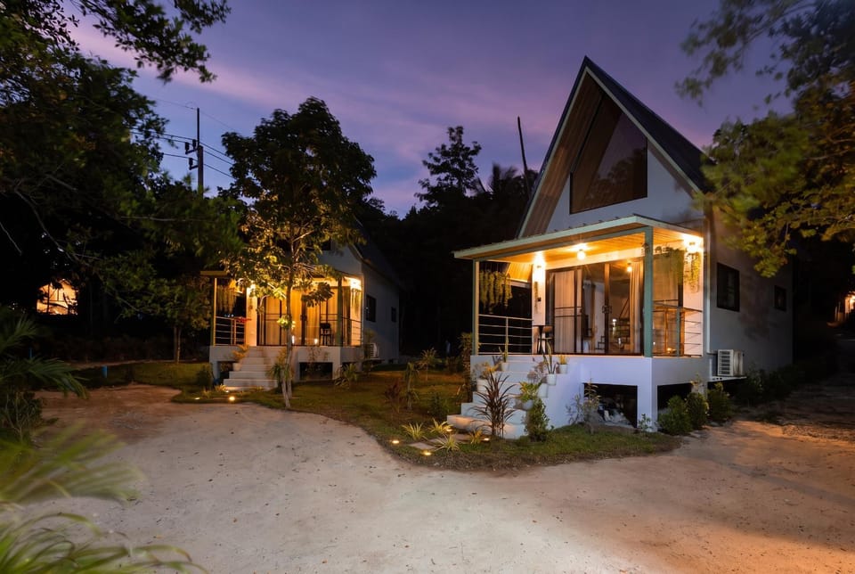 Property building, Night, Garden, Garden view