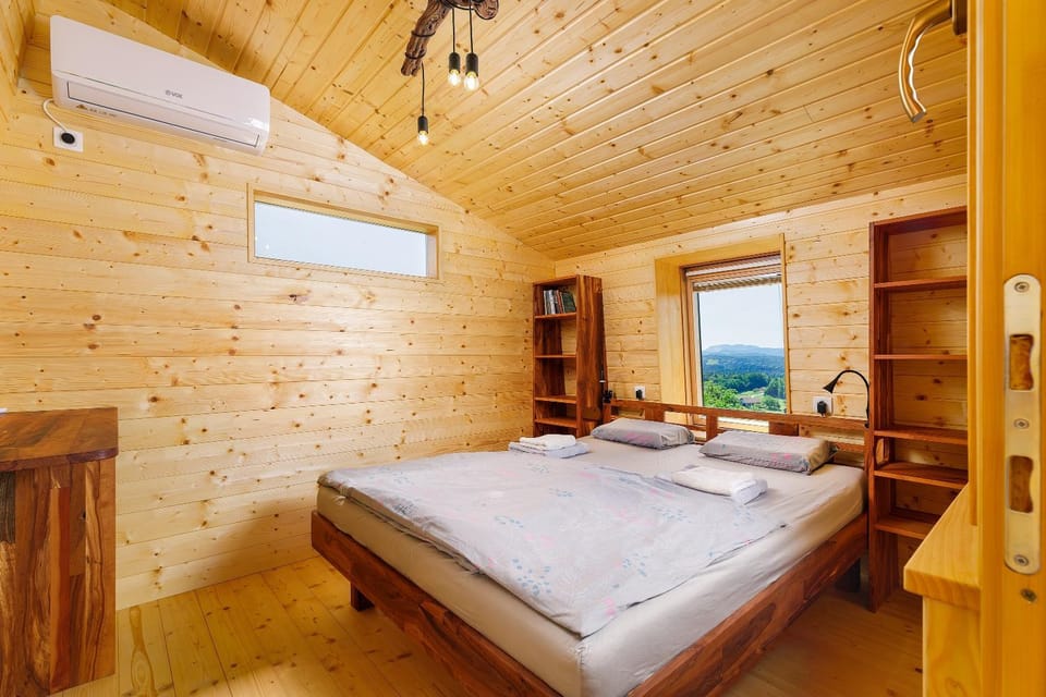 Bed, Photo of the whole room, Bedroom, Garden view, Mountain view, furniture, wardrobe, air conditioner