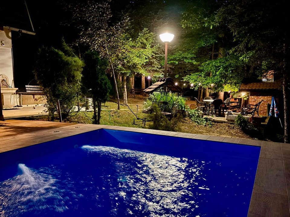 Night, Garden, Garden view, Pool view, Swimming pool