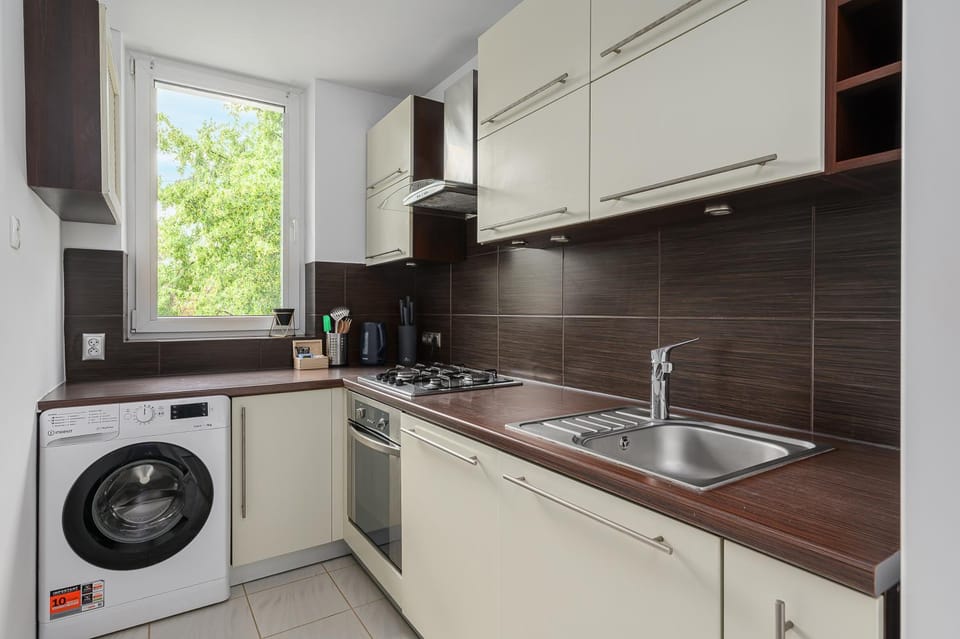 Kitchen or kitchenette, dishwasher, oven, stove, washing machine, kitchen