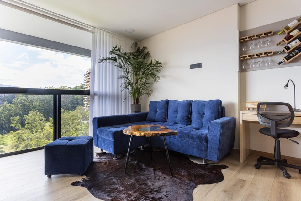 Living room, Seating area, City view
