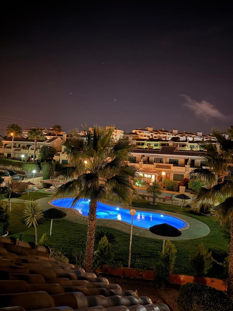 Night, Pool view, Swimming pool