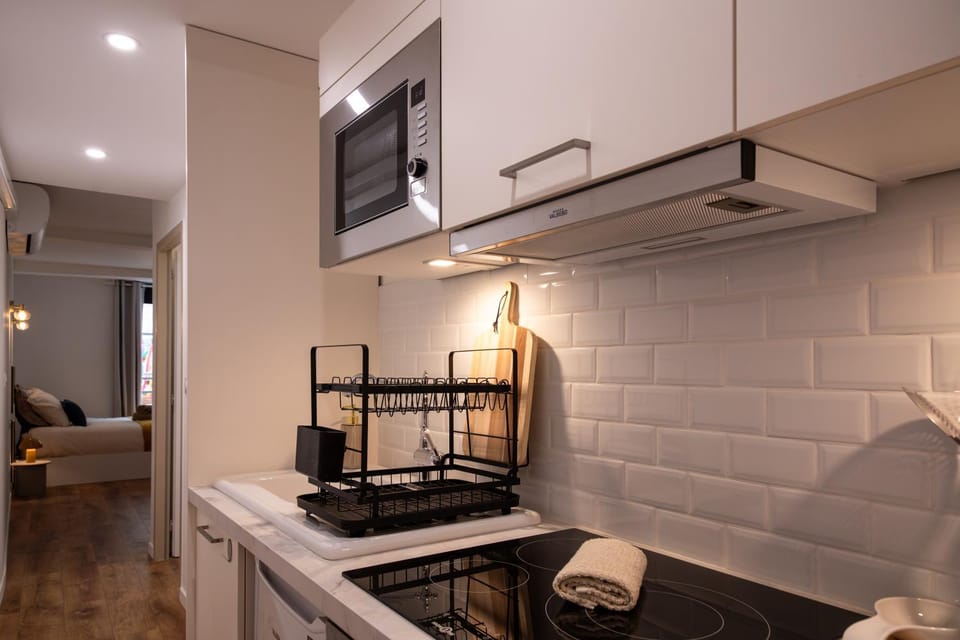 Kitchen or kitchenette, stove