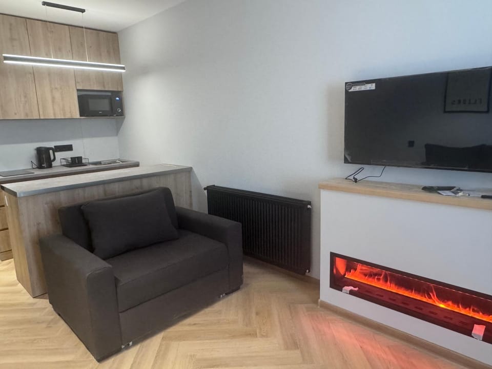 Kitchen or kitchenette, Living room, Seating area, Evening entertainment