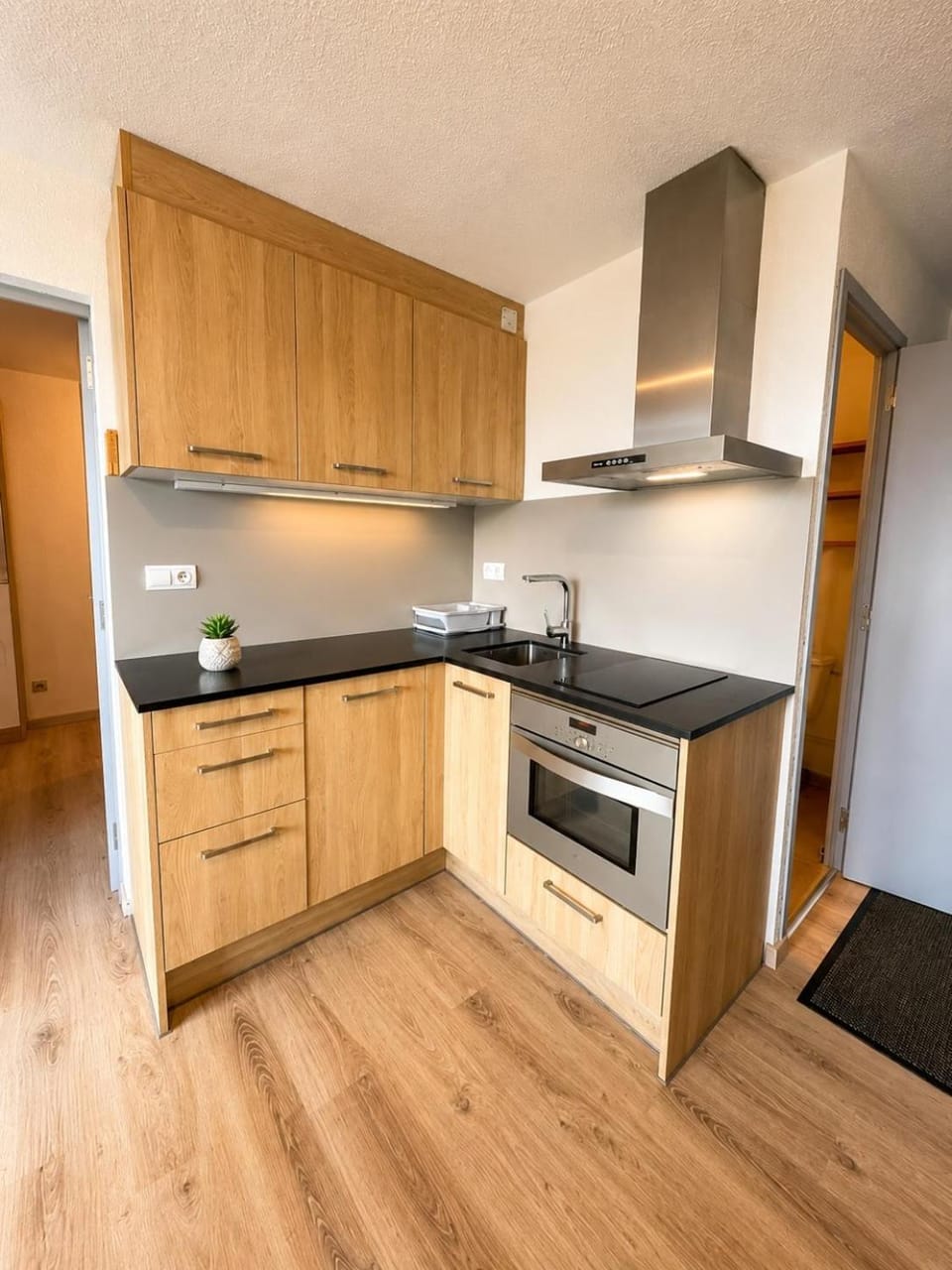 Kitchen or kitchenette, dishwasher, stove