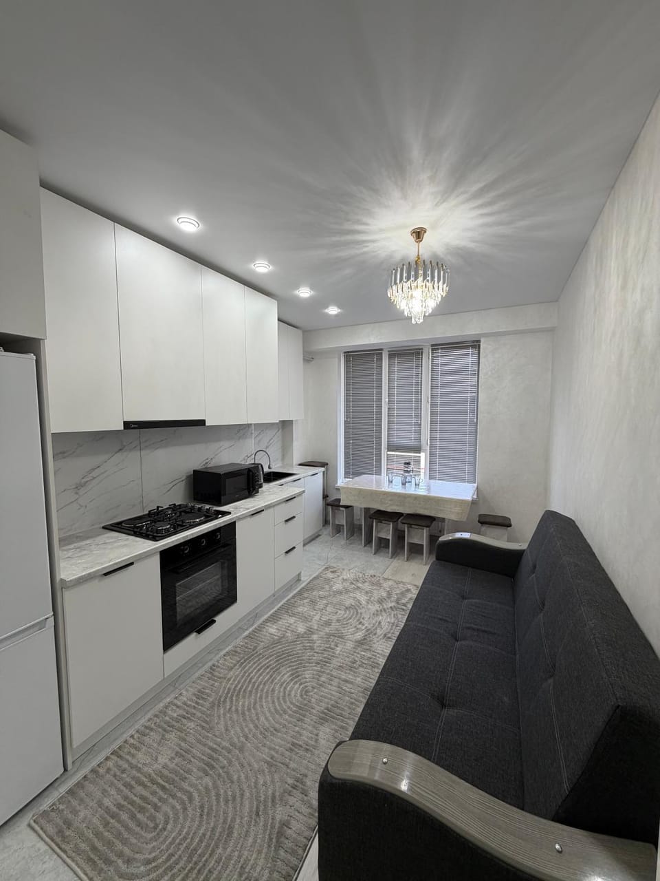 Kitchen or kitchenette, Photo of the whole room, Dining area, stove