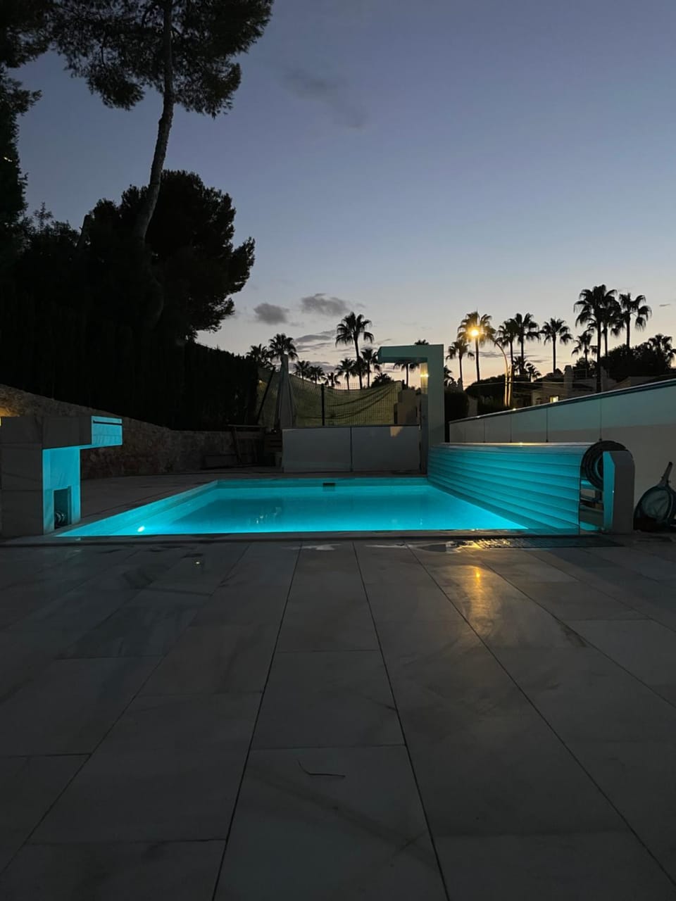 Night, Pool view, Swimming pool