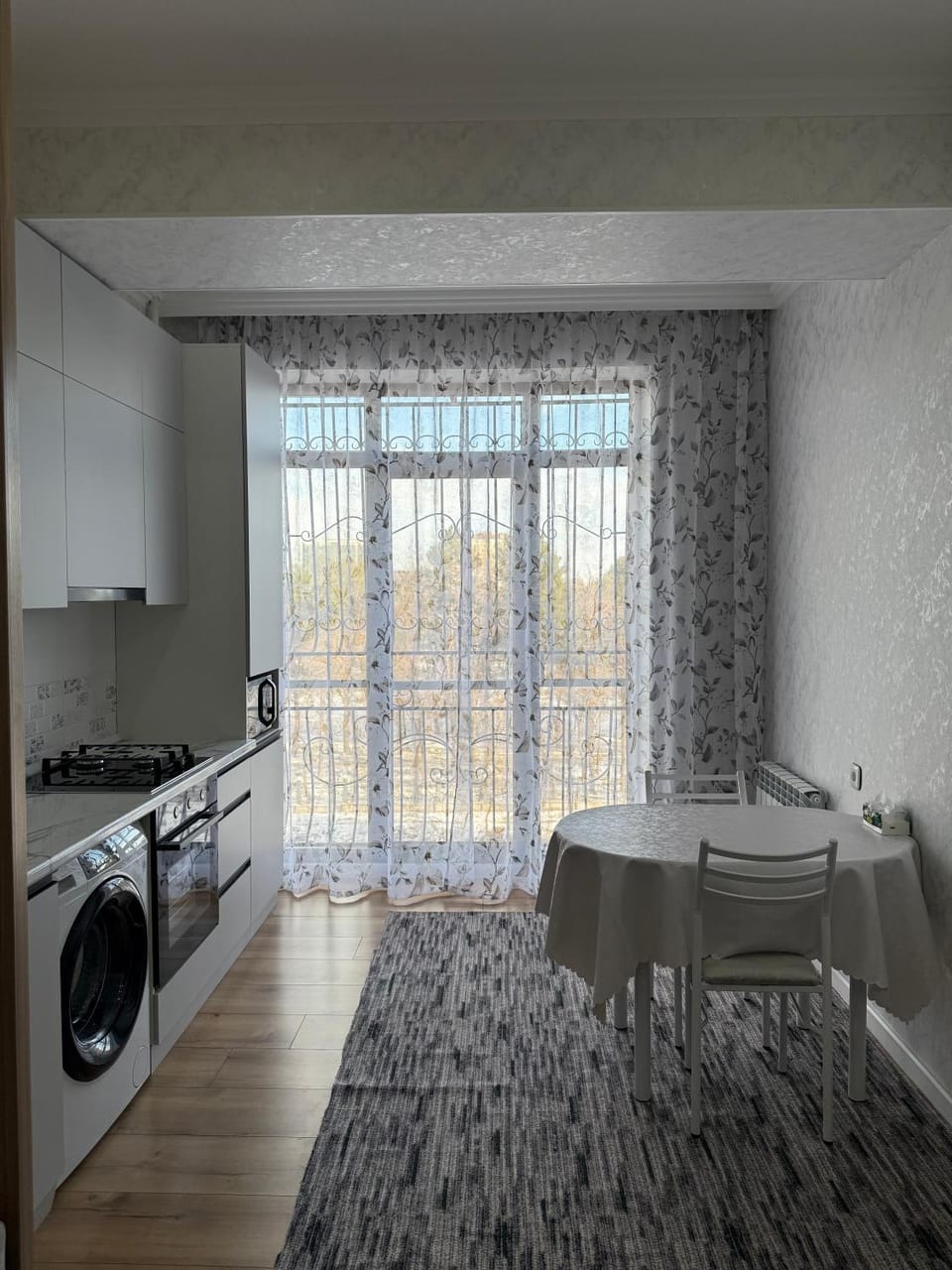 Kitchen or kitchenette, washing machine