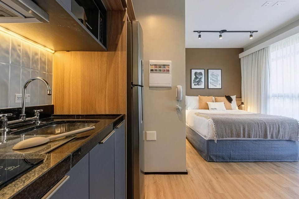 Bed, Day, Balcony/Terrace, Kitchen or kitchenette, Photo of the whole room, Bedroom, microwave, stove