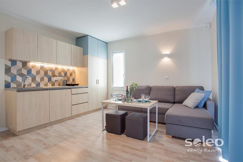 Kitchen or kitchenette, Living room, Seating area