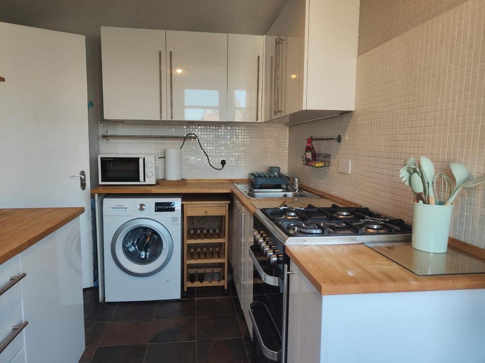 Kitchen or kitchenette, dishwasher, washing machine