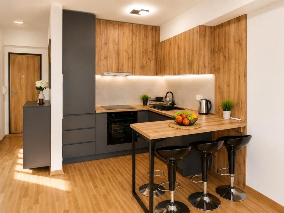 Kitchen or kitchenette, Food and drinks, Dining area, Food, minibar, oven, stove