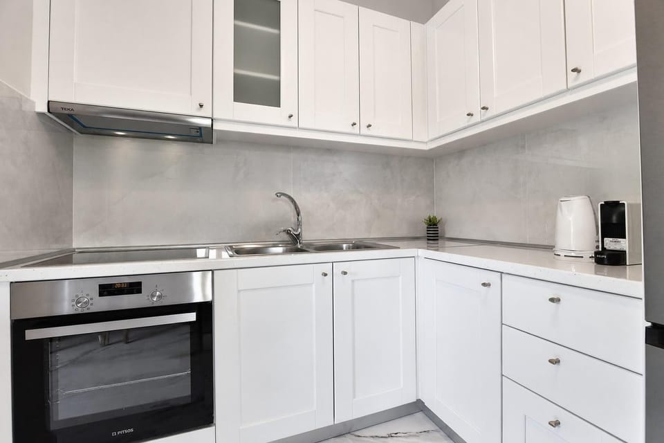 Kitchen or kitchenette, stove