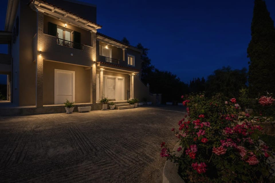 Property building, Night, Garden