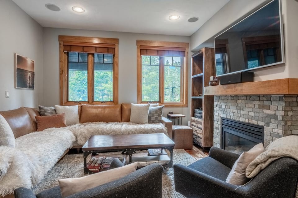 Day, TV and multimedia, Living room, Seating area, fireplace, furniture, air conditioner