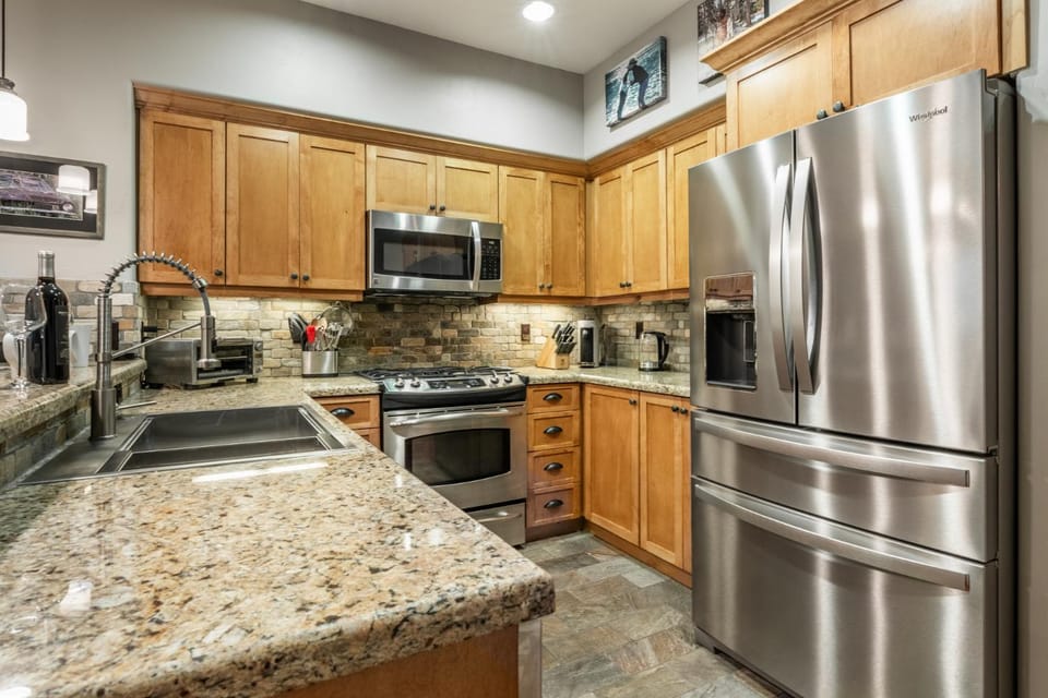 Kitchen or kitchenette, microwave, oven, stove, kitchen