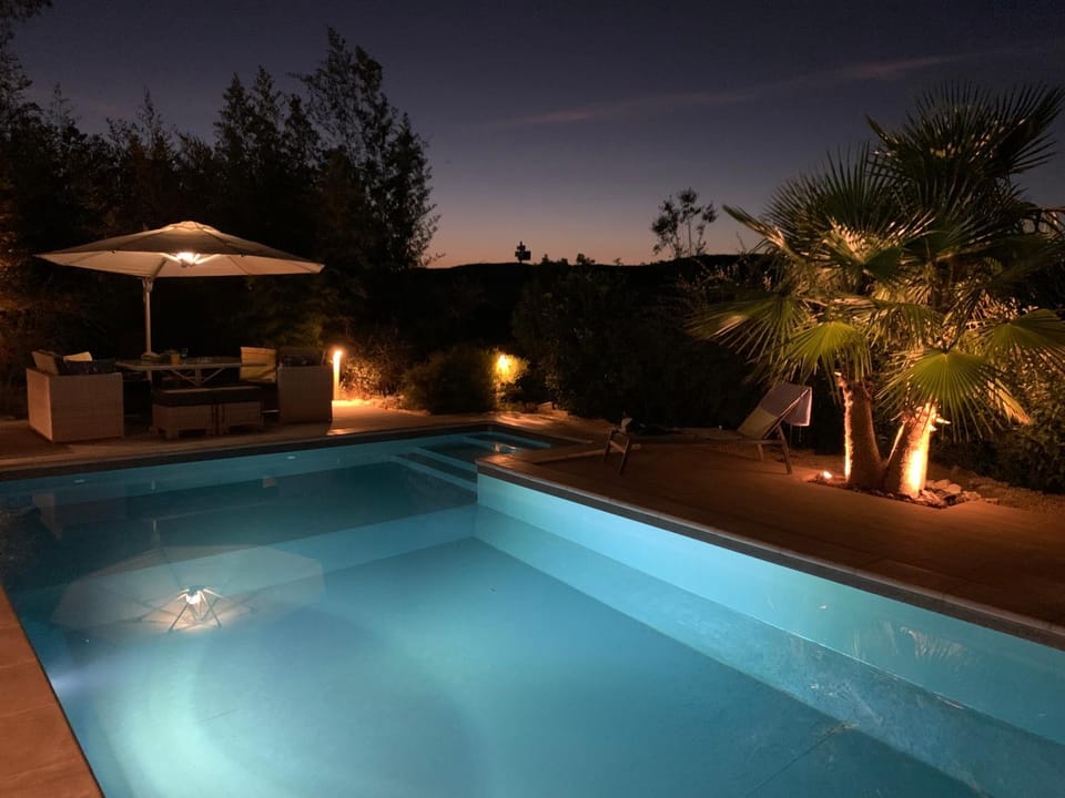 Night, Natural landscape, Pool view, Swimming pool