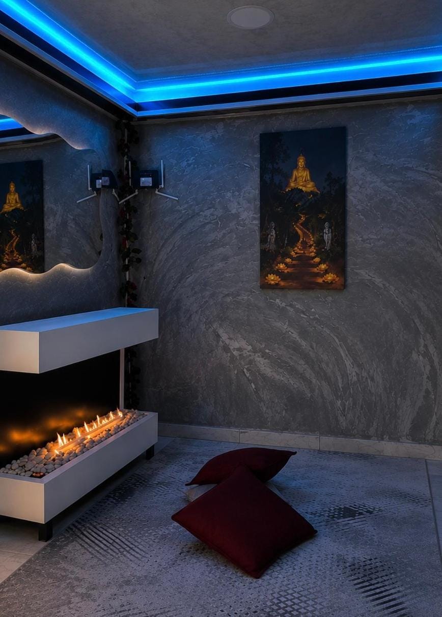 Living room, fireplace