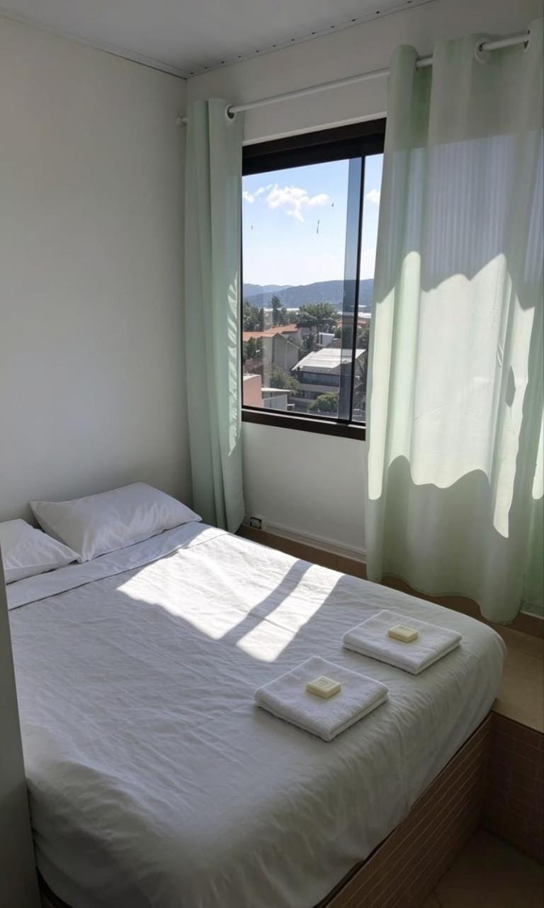 Bed, Natural landscape, towels